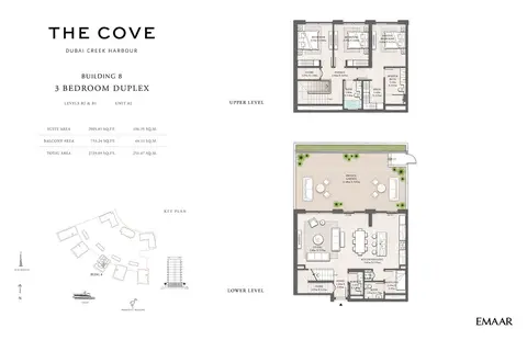 ذا كوف كريك هاربور: مخطط الطابق Levels B2 & B1, Unit 02, 2,739 sq ft
