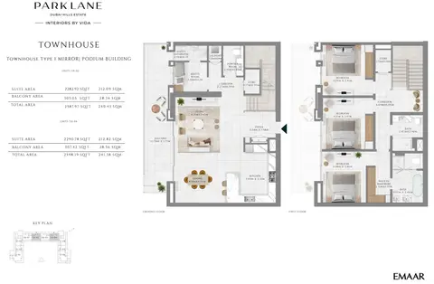 Emaar Park Lane Interiors by VIDA: Floor plan Type 1, Mirror, 2,598 sq ft
