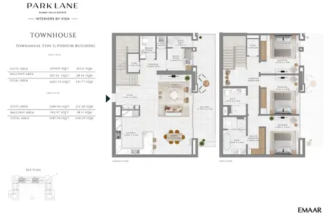 Emaar Park Lane Interiors by VIDA: Floor plan Type 1, 2,602 sq ft
