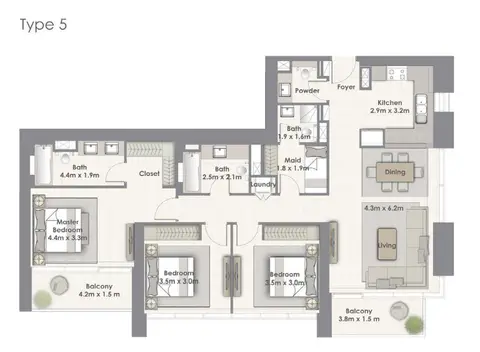 كريك سايد 18: مخطط الطابق Tower-A Unit-05 Level 02-16, 18-33, 1,630 sq ft