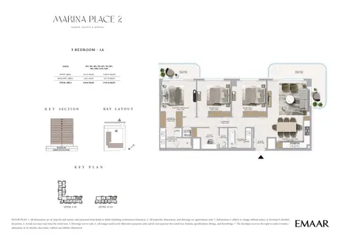 Emaar Marina Place 2 Mina Rashid: Plattegrond Type 1A, 1,718 sq ft