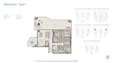 Flora Isle at Dubai Islands: Floor plan Type 1, 2,957 sq ft