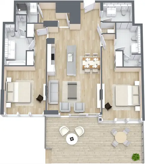 The 8: Plan 2 Bedroom Apartment Type A, Size 1346 sq ft, 1,346 sq ft
