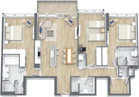 The 8: Plan 3 Bedroom Apartment Type A, Size 1772 sq ft, 1,772 sq ft