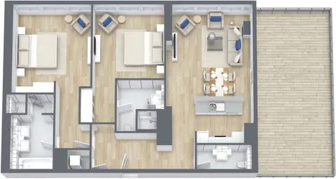 The 8: Plan 2 Bedroom Apartment Type E, Size 1607 sq ft, 1,607 sq ft