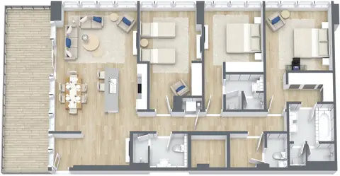 The 8: Plan 3 Bedroom Apartment Type B, Size 2059 sq ft, 2,059 sq ft