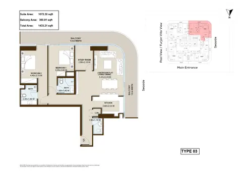 PG Maison at Al Furjan: Floor plan Type 03, 1,433 sq ft