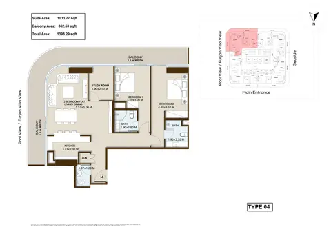 PG Maison at Al Furjan: Floor plan Type 04, 1,396 sq ft