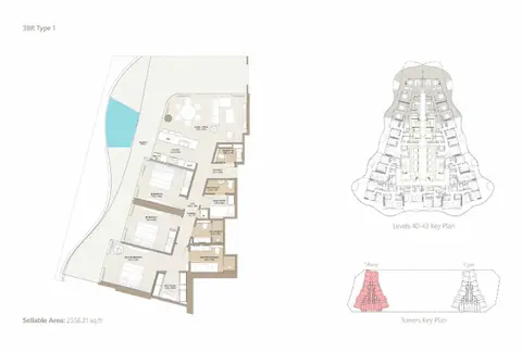 Laguna Residence: Floor plan Type 1, 2,556 sq ft