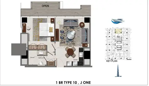 J One Tower: Plattegrond 1 Bedroom Apartment Type 10