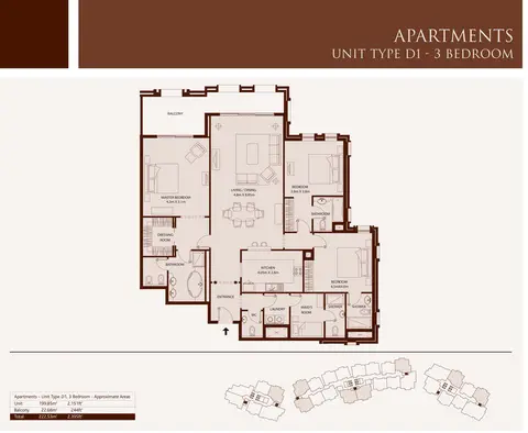 Balqis Residence: फ़्लोर प्लान 3 Bedroom,Unit-Type-D1,Size-2395-Sq.ft, 2,395 sq ft