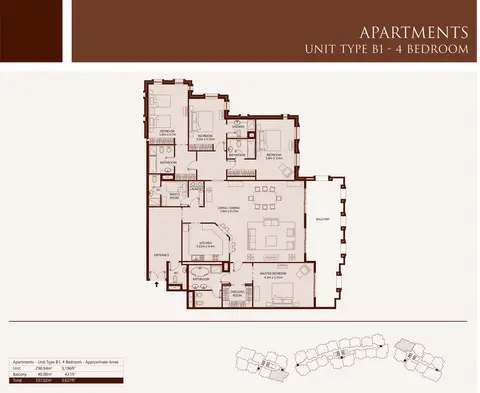 Balqis Residence: फ़्लोर प्लान 4 Bedroom,Unit-Type-B1,Size-3627-Sq.ft, 3,627 sq ft