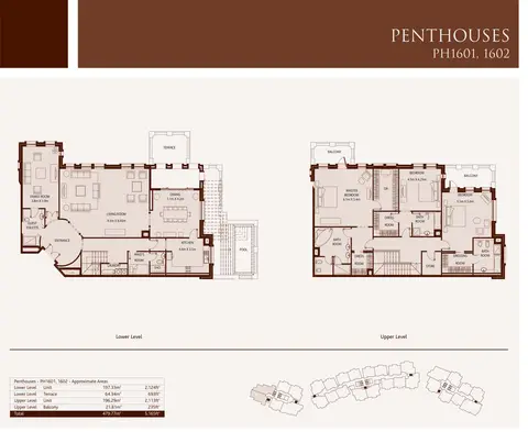 Balqis Residence: फ़्लोर प्लान Penthouses,PH1601,1602,Size-5165-Sq.ft, 5,165 sq ft