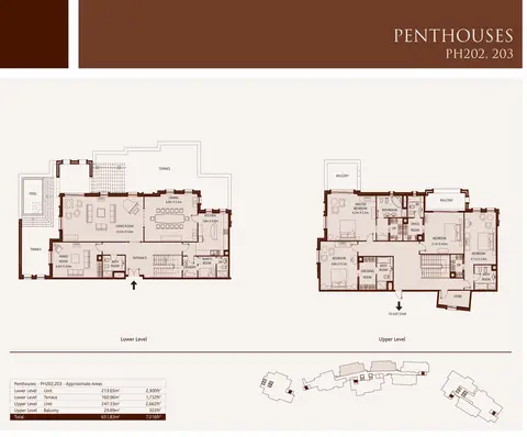Balqis Residence: फ़्लोर प्लान Penthouses,PH202,203,Size-7016-Sq.ft, 7,016 sq ft