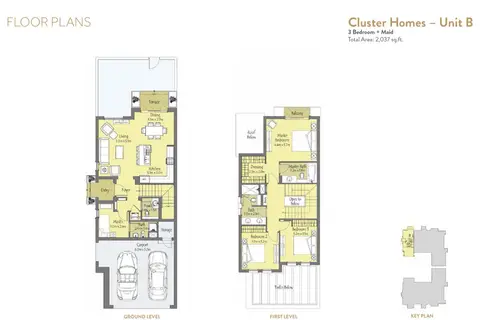 Villanova Amaranta: Floor plan Cluster Homes - Unit B, 2,037 sq ft