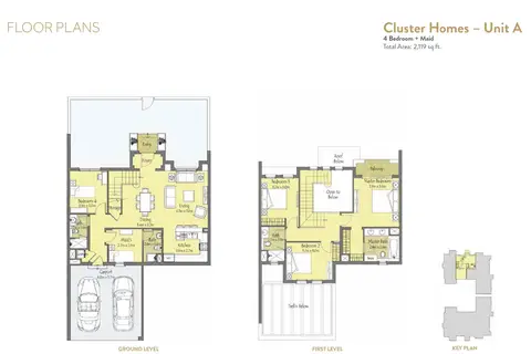 Villanova Amaranta: Floor plan Cluster Homes - Unit A, 2,119 sq ft