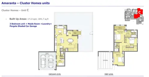 Villanova Amaranta: Floor plan Phase 3 - Cluster Homes – Unit C, 1,841 sq ft