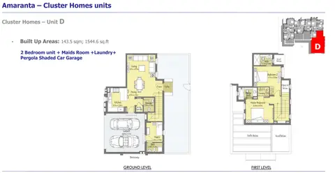 Villanova Amaranta: Floor plan Phase 3 - Cluster Homes – Unit D, 1,545 sq ft