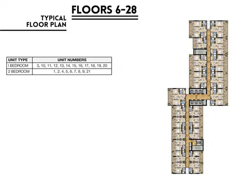 فيرا ريزيدنسز: مخطط الطابق 1 & 2 Bedroom Apartment 6th Floor
