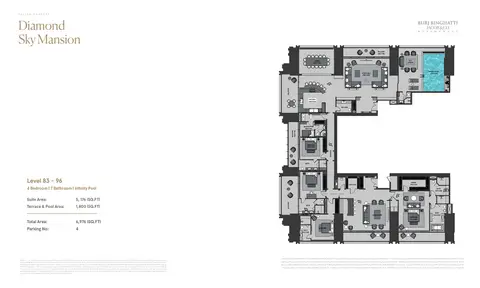 Burj Binghatti: Floor plan Diamond Sky Mansion, 6,976 sq ft