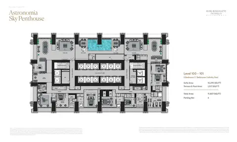 Burj Binghatti: Floor plan Astronomia Sky Penthouse, 11,807 sq ft