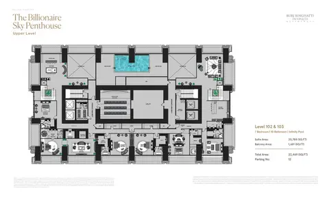 Burj Binghatti: Floor plan The Billionaire Sky Penthouse (Upper Level), 22,469 sq ft