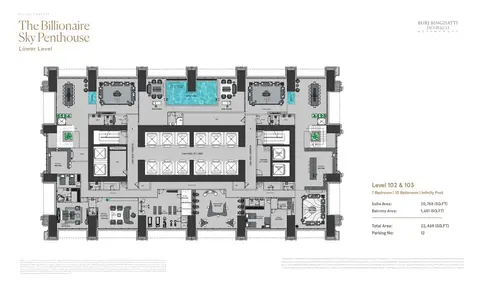 Burj Binghatti: Floor plan The Billionaire Sky Penthouse (Lower Level), 22,469 sq ft
