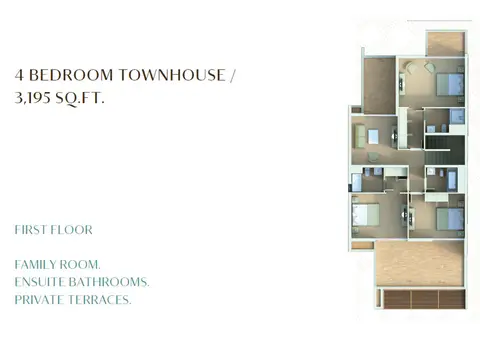 Cassia at the Fields: Floor plan 4 Bedroom Townhouse - 3195 Sq. Ft. - 1st Floor, 3,195 sq ft