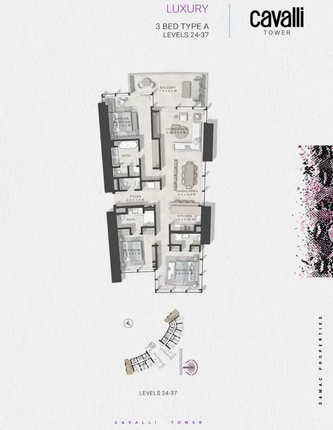 Cavalli Casa Tower: Floor plan Luxury Type A, Levels 24-37