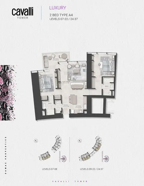 Cavalli Casa Tower: Floor plan Luxury Type A4, Levels 07-22,24-37
