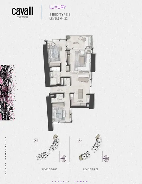 Cavalli Casa Tower: Floor plan Luxury Type B, Levels 4-22