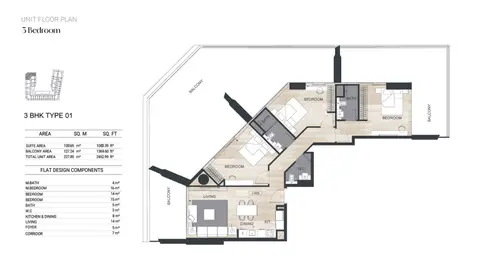 Binghatti Ghost: Floor plan Type 01, 2,453 sq ft