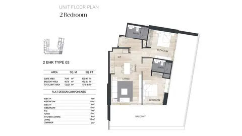 Binghatti Ghost: Floor plan Type 03, 1,315 sq ft