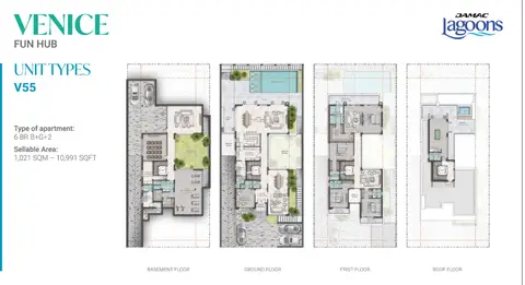 Lagoons Venice: Unit Type V55, 10,991 sq ft 户型图