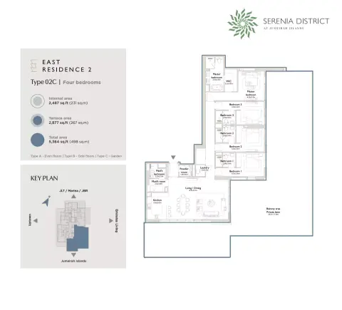 East Residence 2 At Serenia District: Type 02C, 5,364 sq ft 户型图