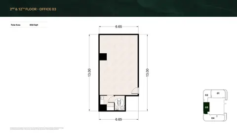 Capital One at JVC: Floor plan Office 03, 858 sq ft