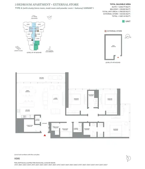 Sobha Verde JLT: Floor plan Type A, Variant 1, 1,921 sq ft