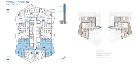 Stella Maris: फ़्लोर प्लान level 29 to 45-1, 1,342 sq ft