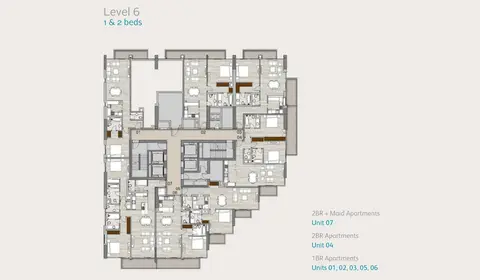 ليف ريزيدنس: مخطط الطابق Level-6-studio-1-2-bedroom