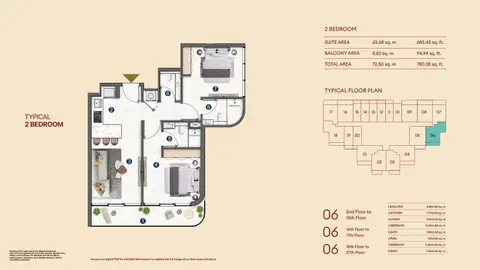 Pantheon Voxa JVT: Floor plan 2 Bedroom, 780 sq ft