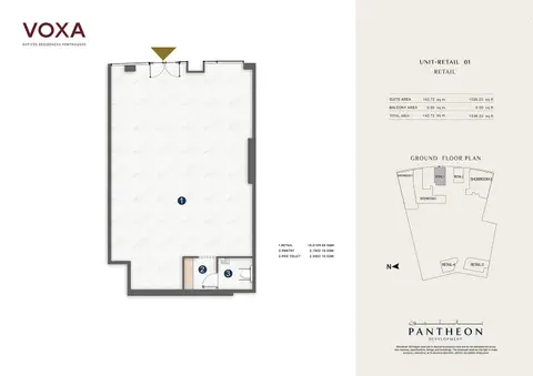 Pantheon Voxa JVT: Floor plan Unit 01 (Retail), 1,536 sq ft
