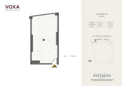 Pantheon Voxa JVT: Floor plan Unit 01, 790 sq ft
