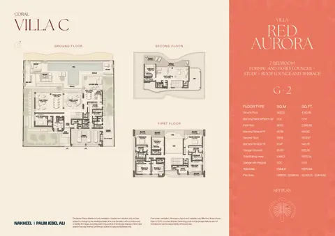 The Beach and Coral Collection Frond F: Floor plan Ground Floor To Second Floor Type C (Red Aurora), 11,670 sq ft