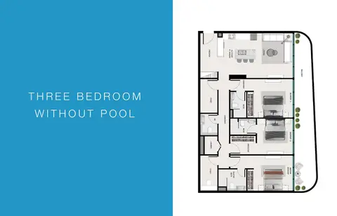 Samana Ocean Pearl 2: Floor plan 3 Bedroom without Pool