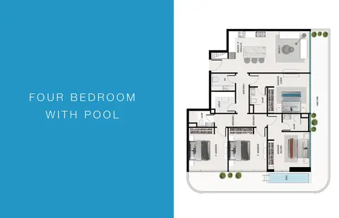 Samana Ocean Pearl 2: Floor plan 4 Bedroom with Pool