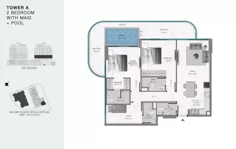 Ocean Bay: Floor plan Type A406, 1,212 sq ft