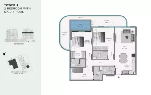Ocean Bay: Floor plan Type A608, 1,418 sq ft