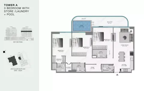 Ocean Bay: Floor plan Type A604, 1,553 sq ft