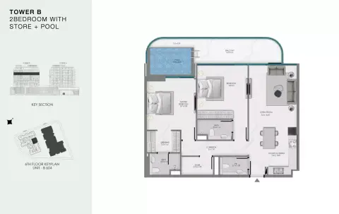 Ocean Bay: Floor plan Type B604, 1,241 sq ft