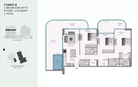 Ocean Bay: Floor plan Type B306, 1,737 sq ft